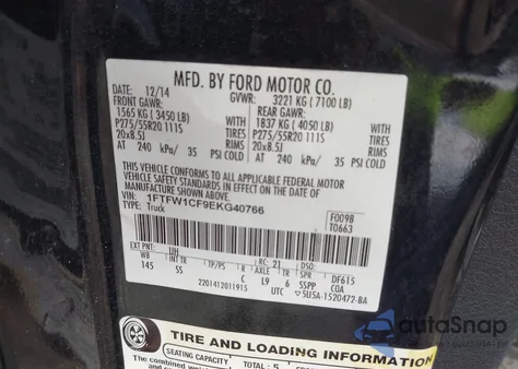 2014 Ford F-150 Stx z USA, uszkodzony, nr VIN 1FTFW1CF9EKG40766